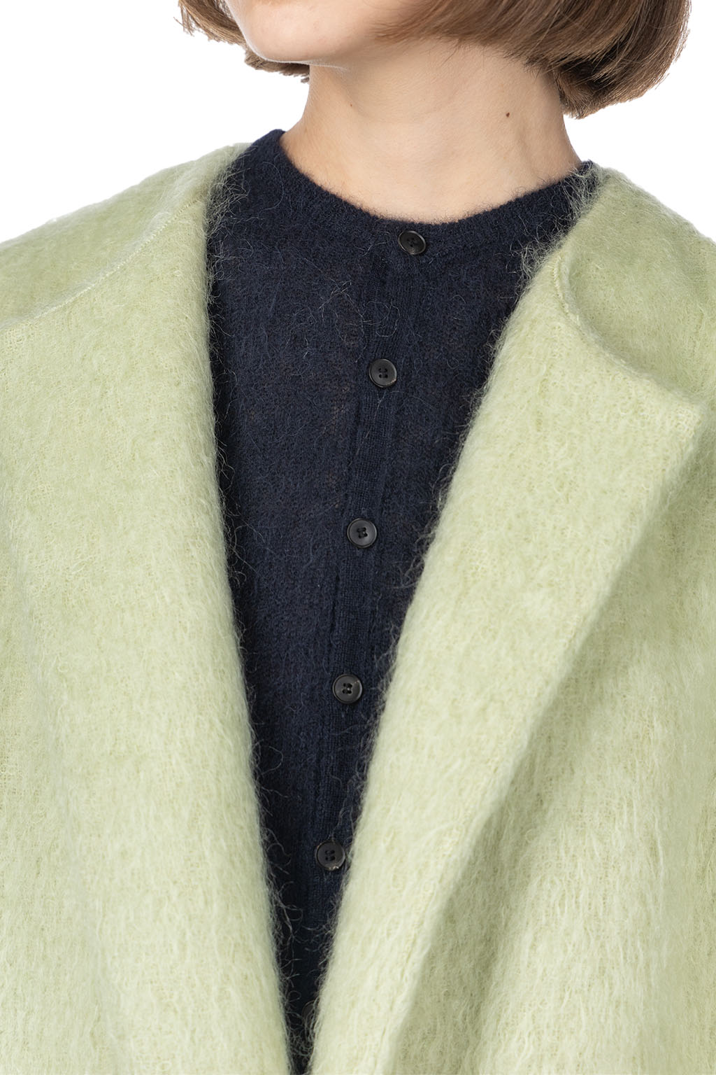 AURALEE - Brushed Mohair Shaggy Coat - Light Khaki