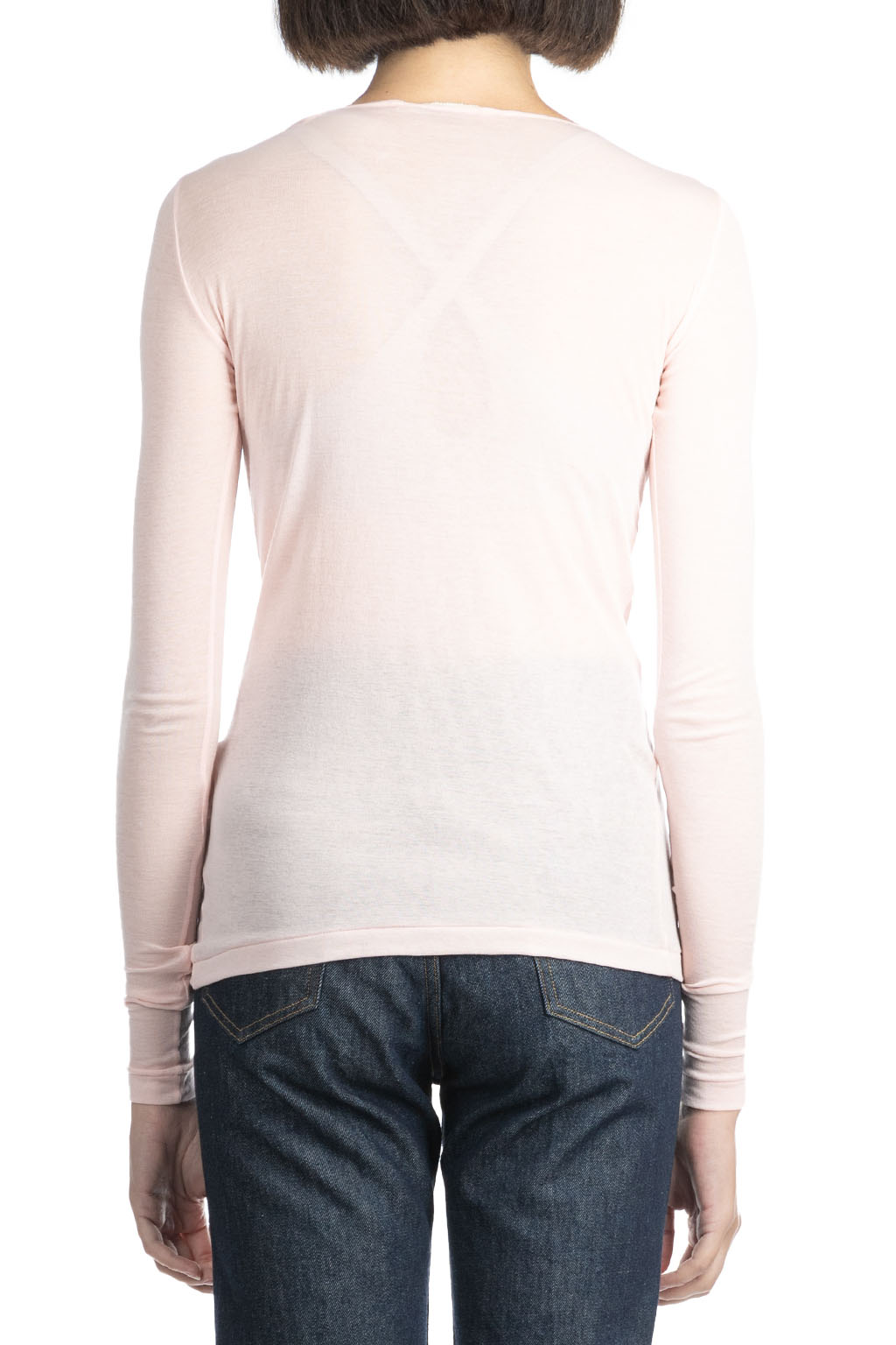 AURALEE - HIGH GAUGE SHEER RIB BOAT NECK L/S TEE-Pink