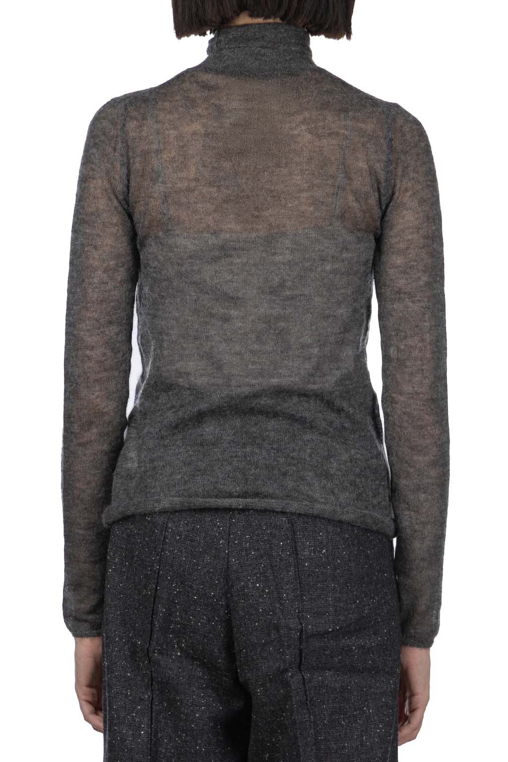 AURALEE - Kid Mohair Sheer Knit Turtleneck - Top Charcoal