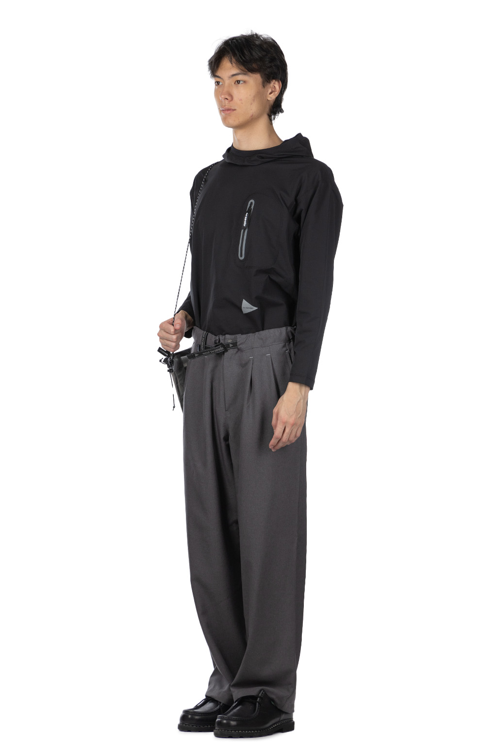 And Wander - PE Melange Twill Wide Pants - Grey