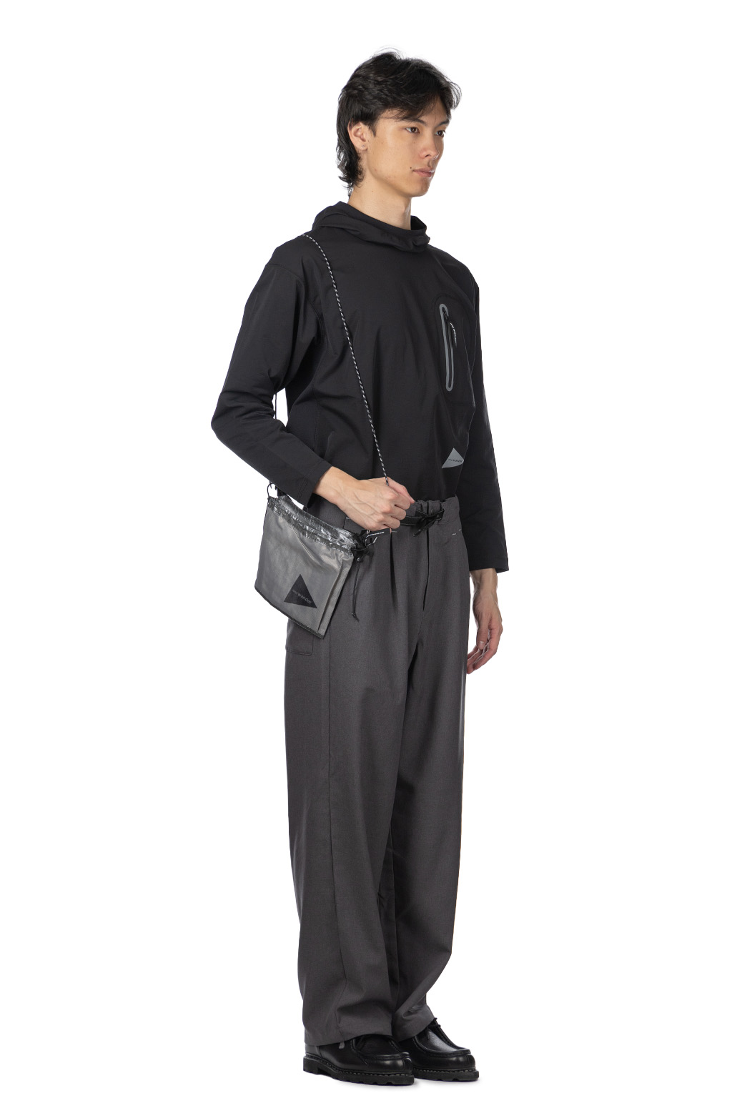 And Wander - PE Melange Twill Wide Pants - Grey