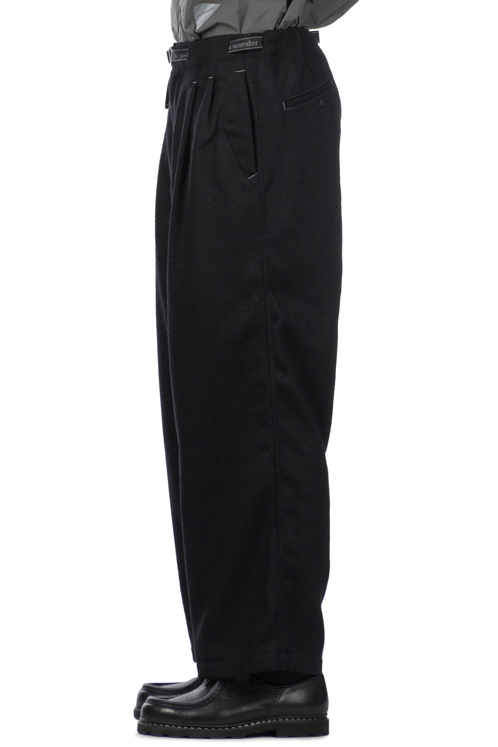 And Wander - REWOOL Tweed Wide Pants - Black