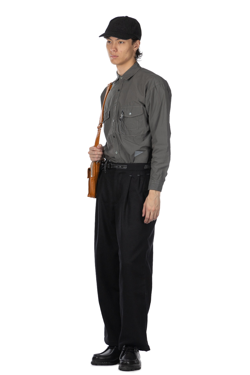 And Wander - REWOOL Tweed Wide Pants - Black