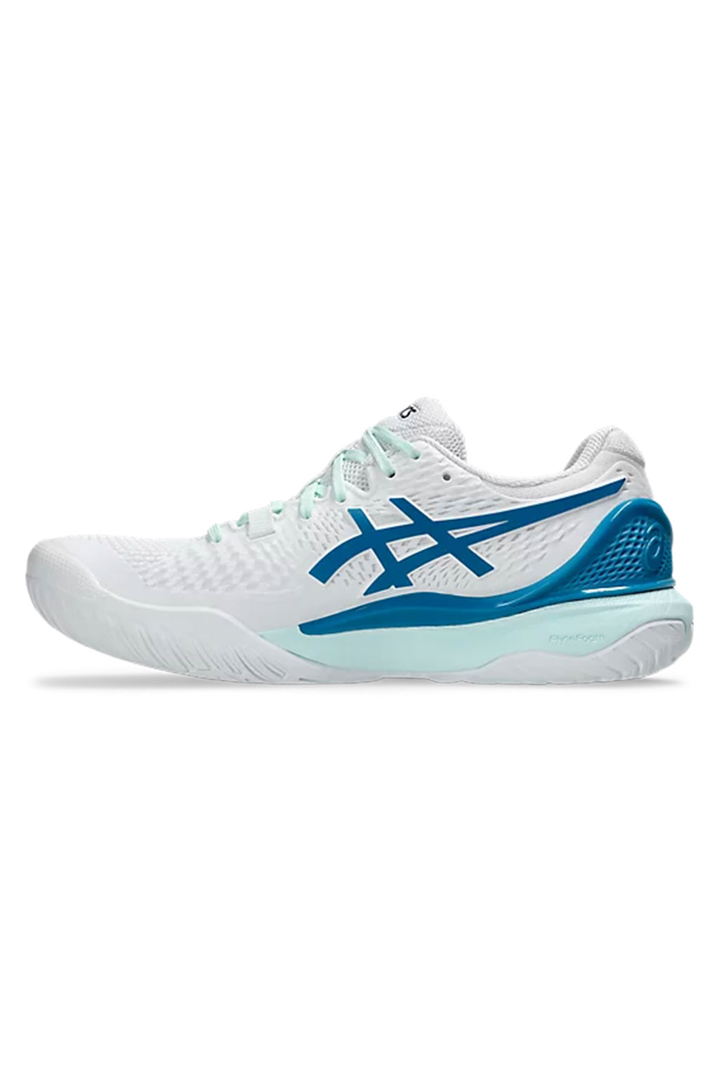 Asics - Women's Gel Resolution 9 White and Teal Blue