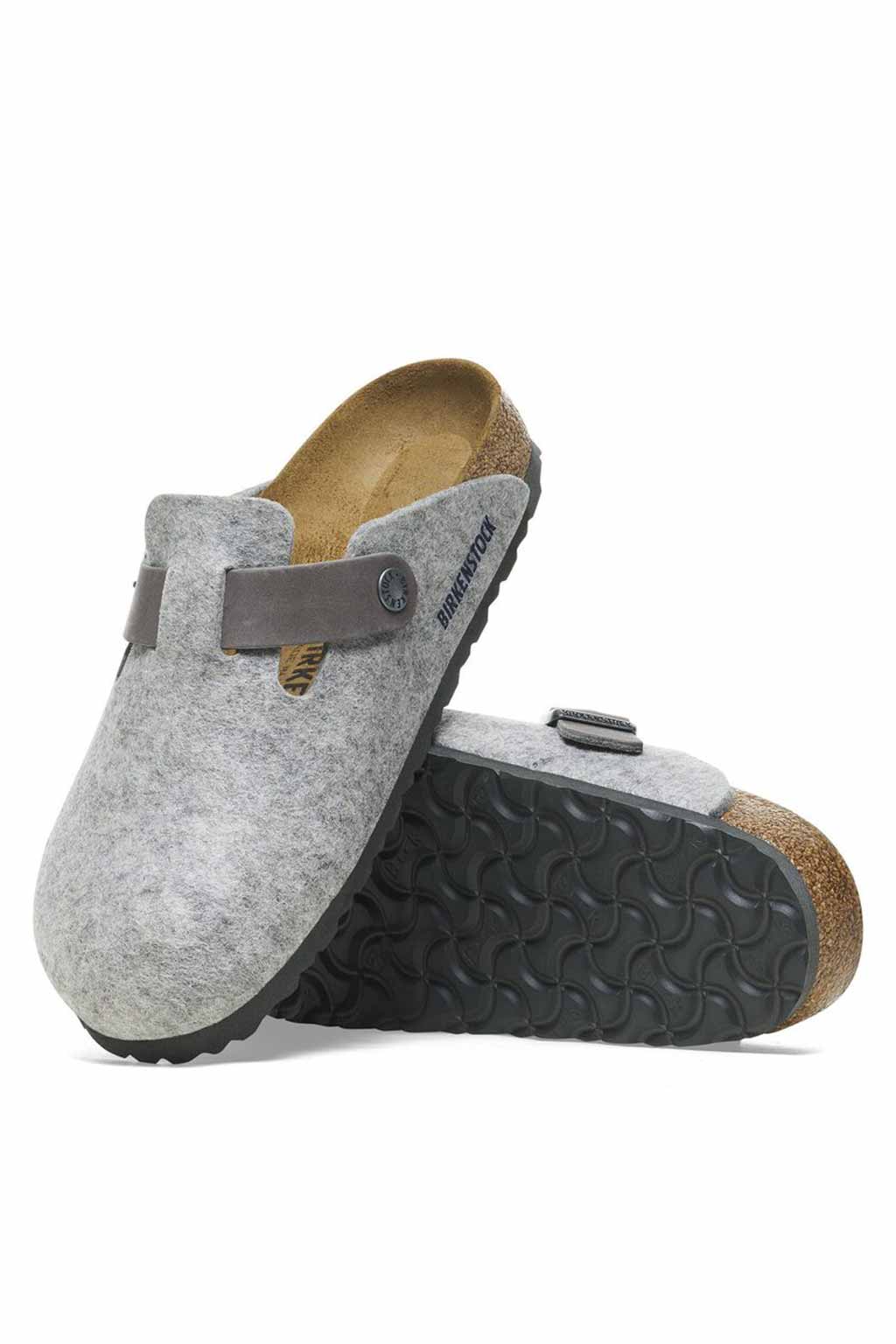 Birkenstock - Boston Felt Leather Light Gray - Regular