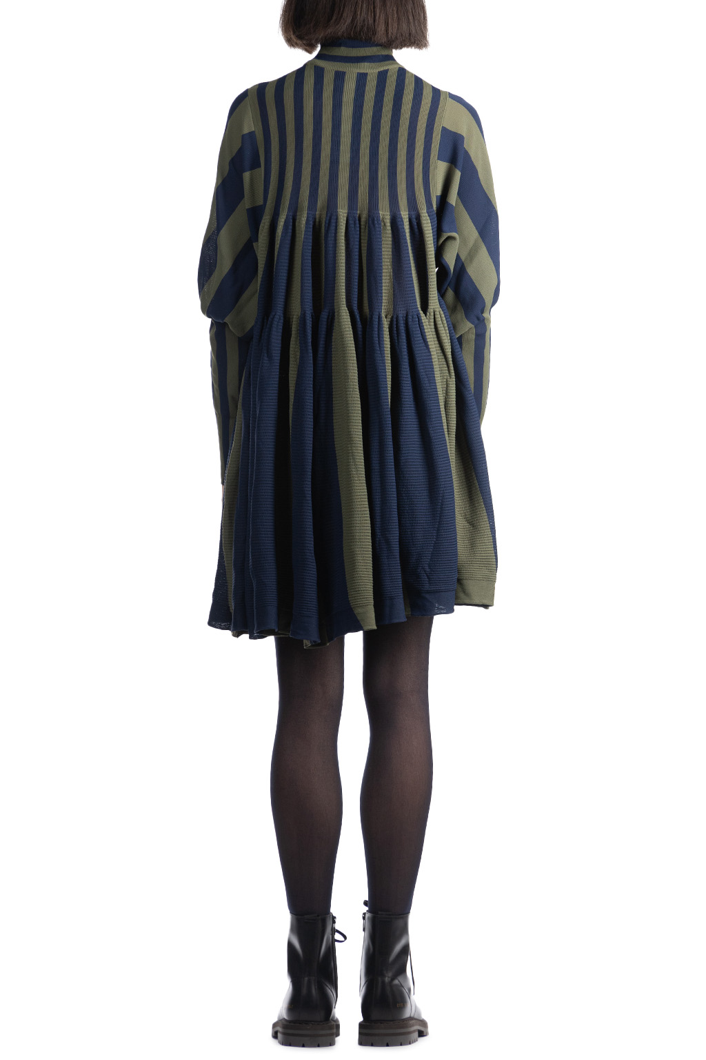 CFCL - Cascades Long Sleeve Mini Dress - Fern Green-Navy