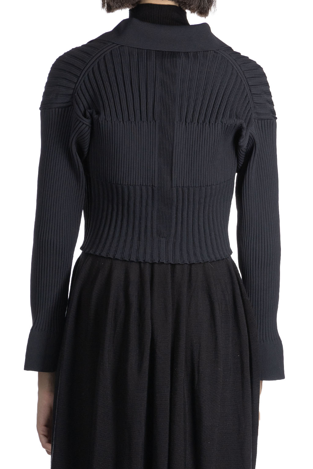 CFCL - Fluted Cropped Shirt Cardigan - Black