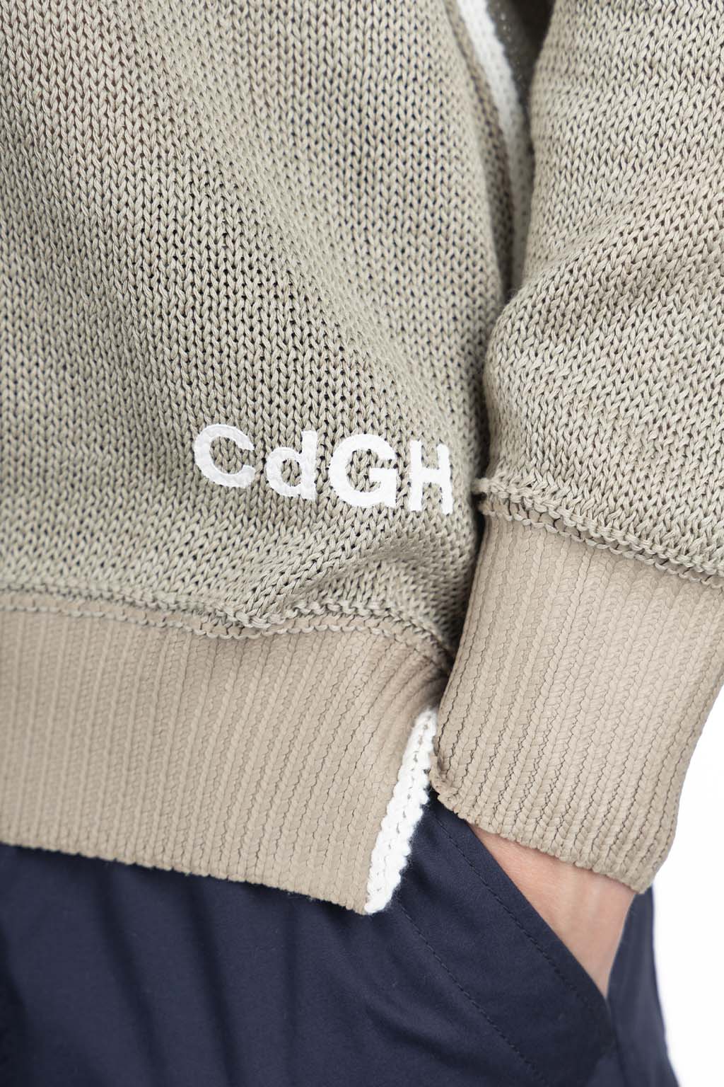 Comme Des Garcons Homme - Cotton Gima x Poly Jersey Embossed Logo Sweater - Seige Green