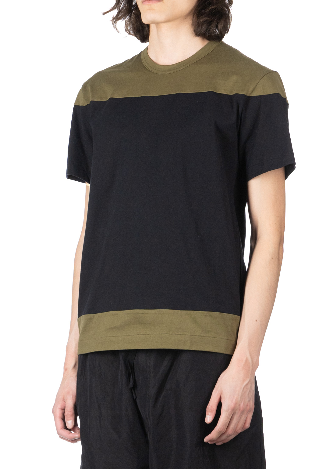 Comme Des Garcons Homme Deux - Color Block SS T-Shirt - Black x Khaki