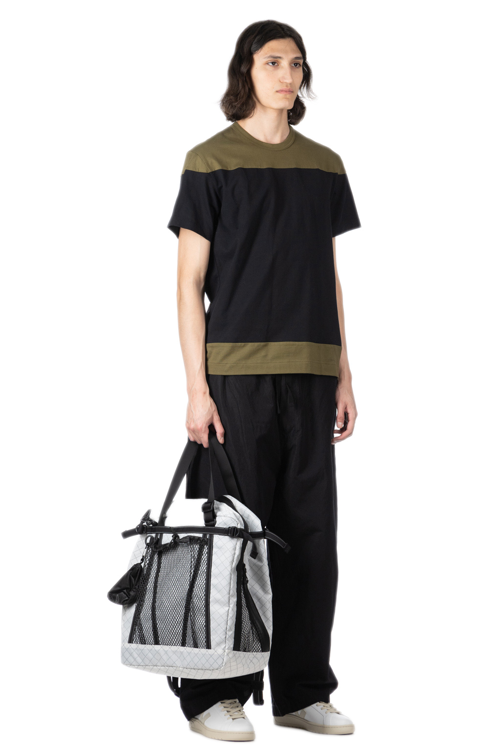 Comme Des Garcons Homme Deux - Color Block SS T-Shirt - Black x Khaki