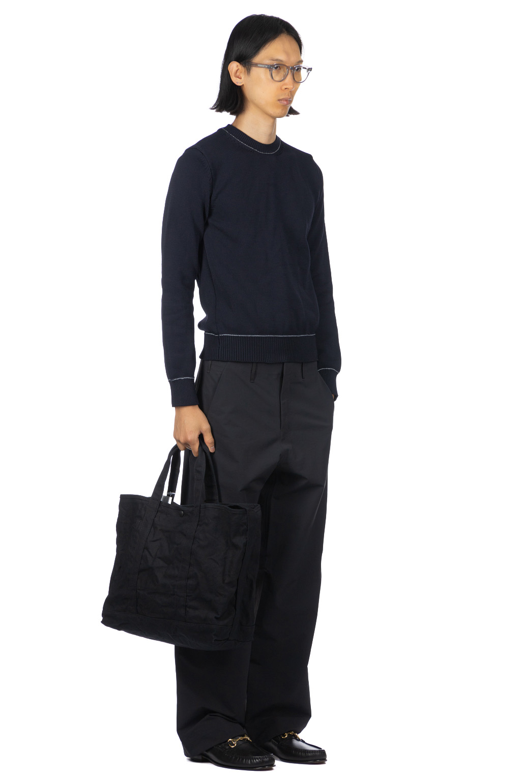 Comme Des Garcons Homme Deux - Rib Knit Crewneck Sweater - Navy