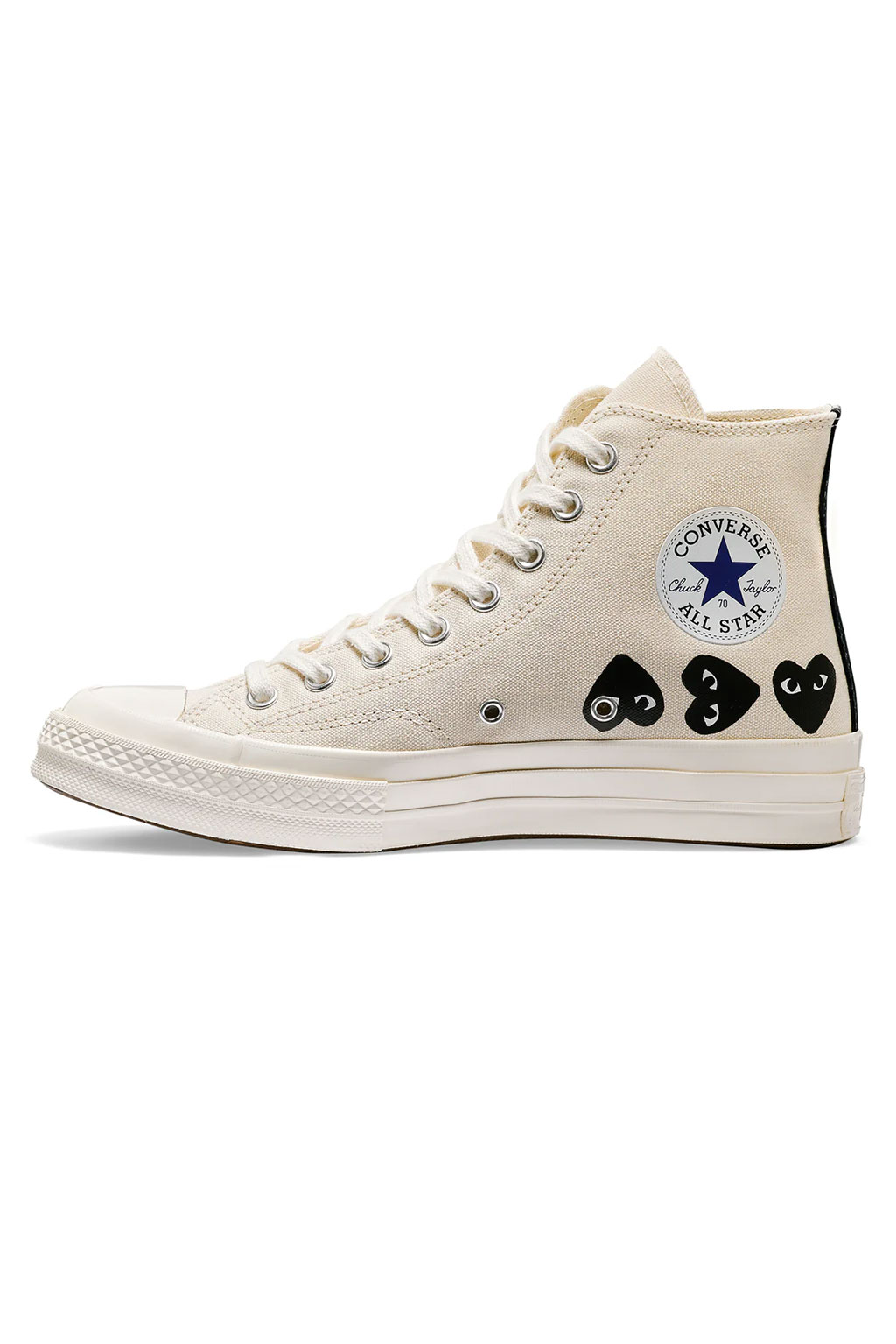 Comme Des Garcons Play - Off-White Converse - Multiple Black Hearts Chuck 70 High Sneakers