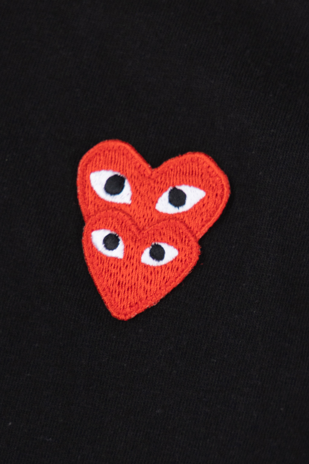 Comme Des Garcons Play - Unisex Double Red Heart LS T-Shirt - Black