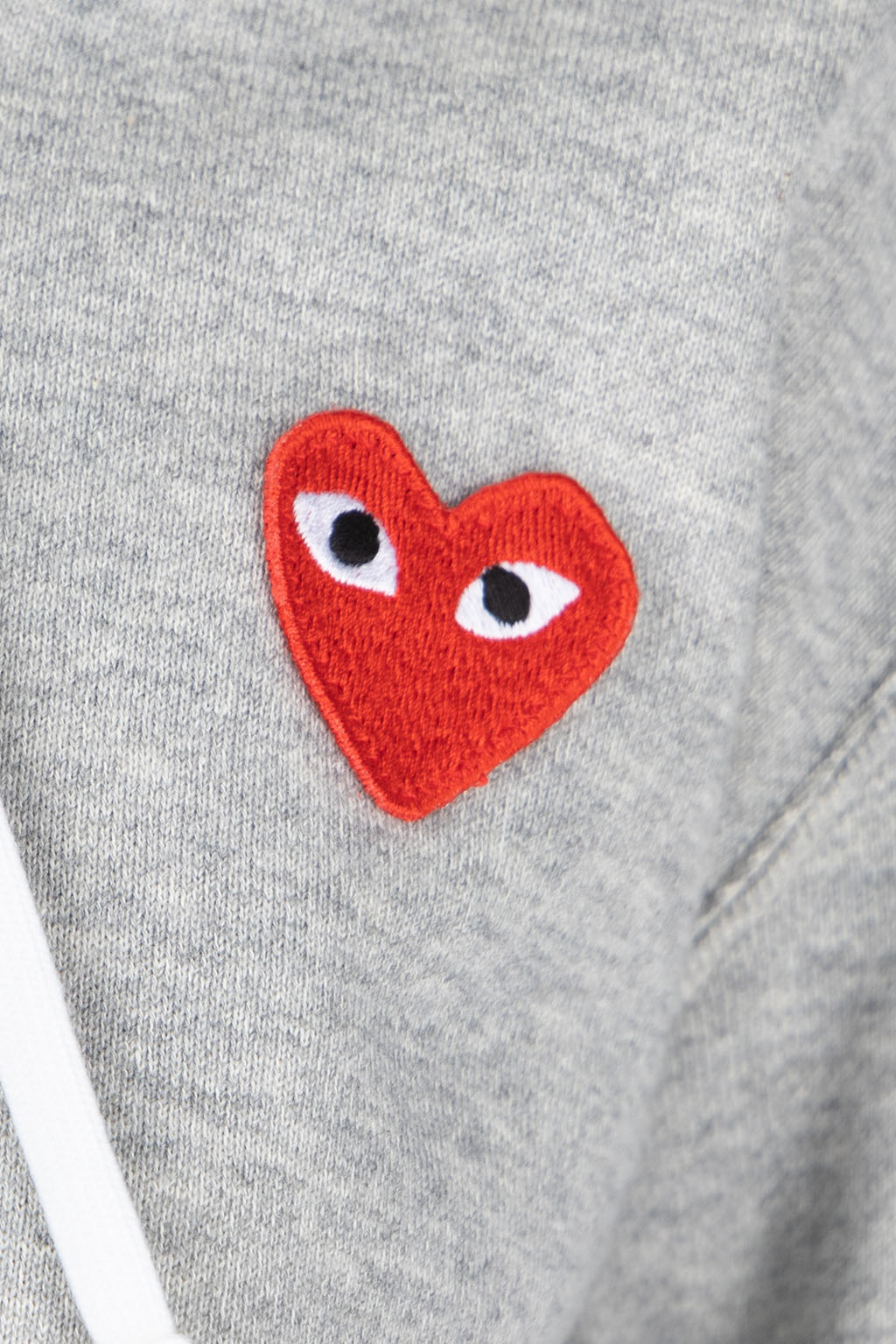 Comme Des Garcons Play - Unisex Red Heart Full Zip Hoodie - Grey