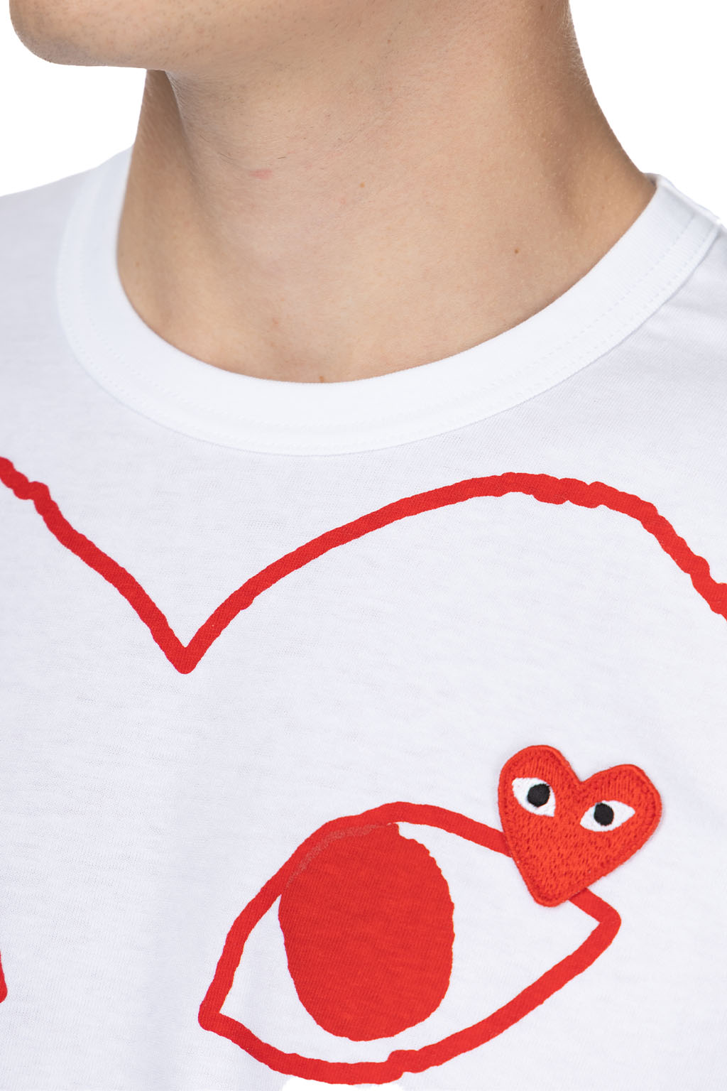 Comme Des Garcons Play - Unisex Red Heart T-Shirt - White