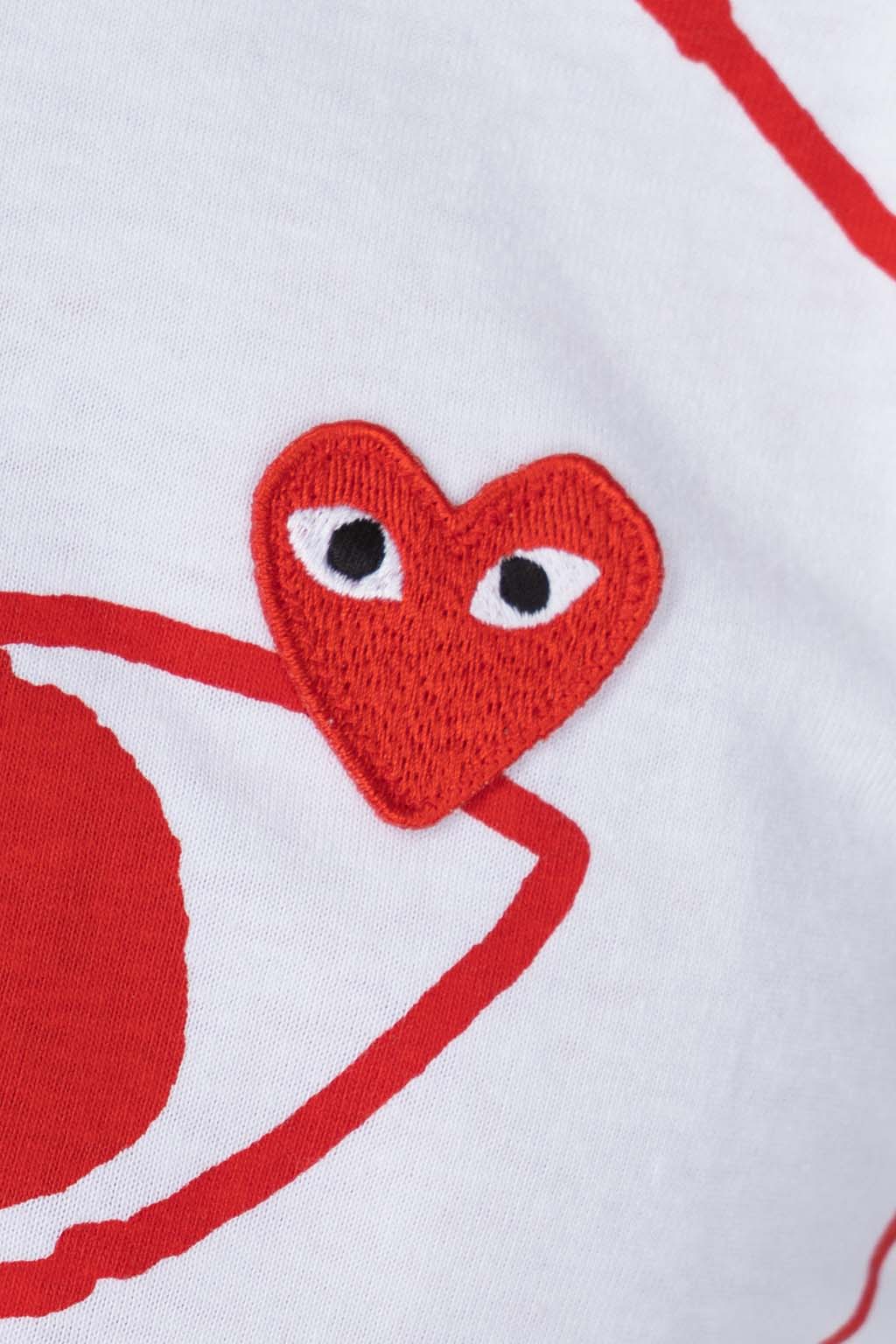 Comme Des Garcons Play - Unisex Red Heart T-Shirt - White