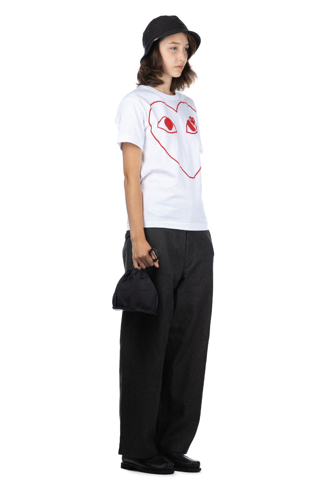 Comme Des Garcons Play - Unisex Red Heart T-Shirt - White