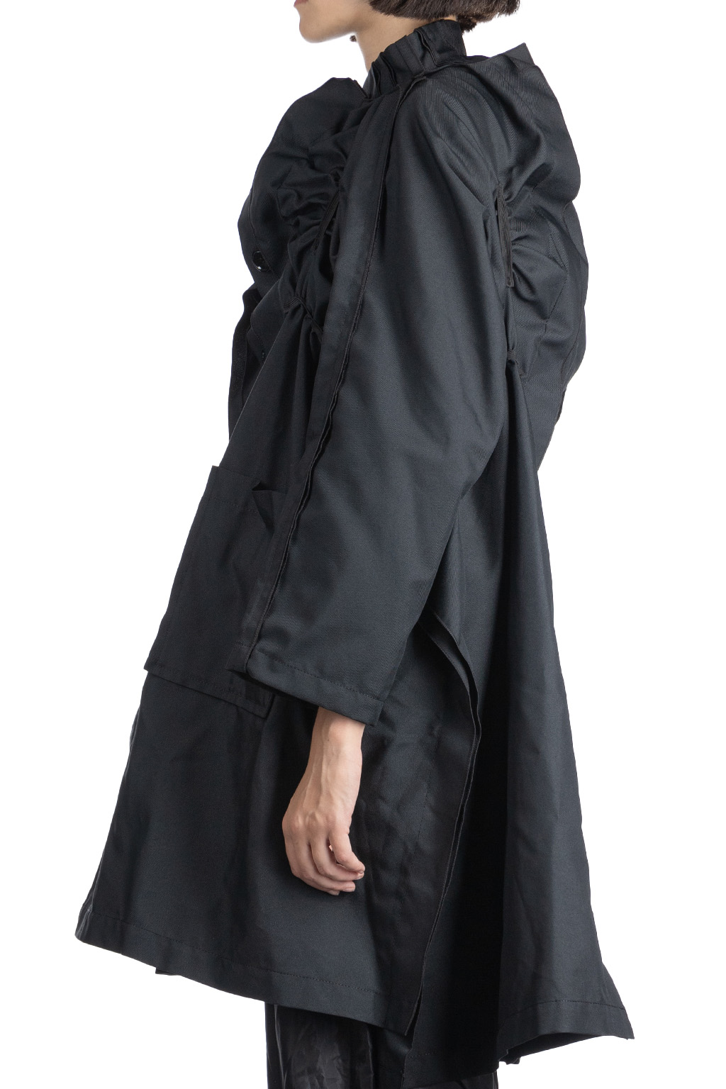 Comme Des Garcons TAO - Poly Twill Garment Washed Long Jacket - Black