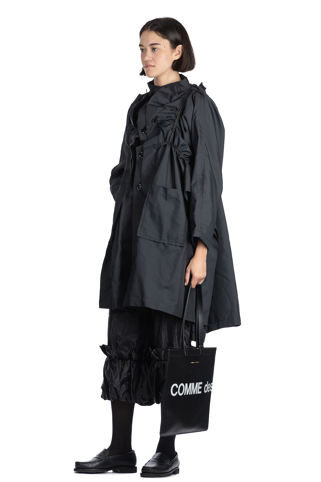 Comme Des Garcons TAO - Poly Twill Garment Washed Long Jacket - Black