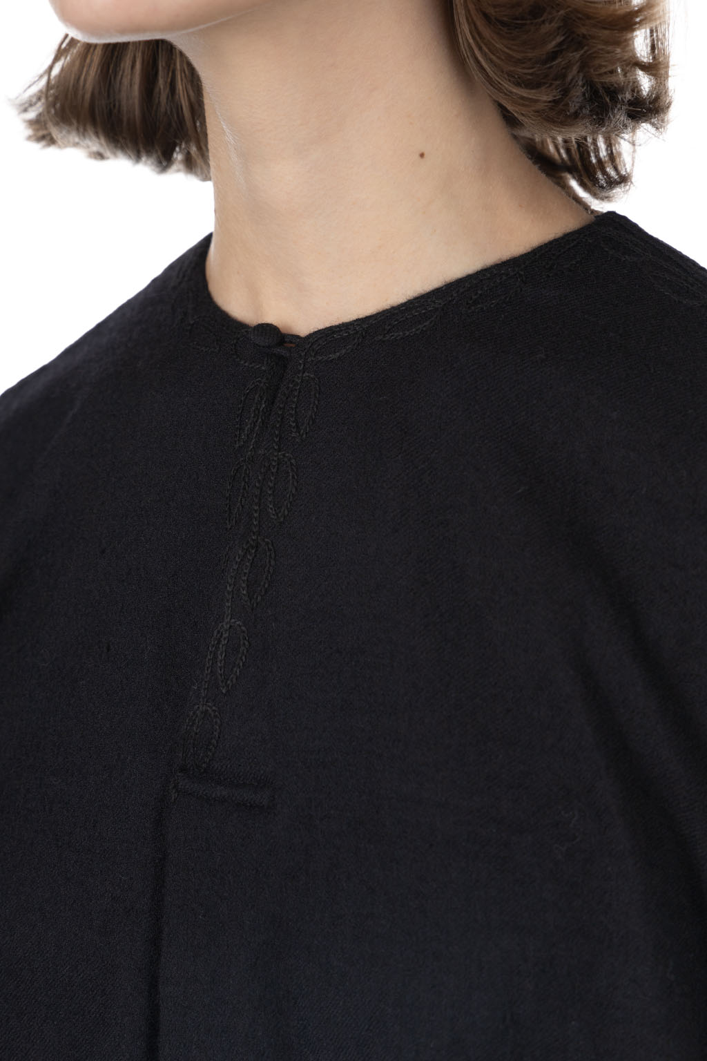 Comme Des Garcons TAO - Wool Milled Serge Overdyed Embroidered Treated Top