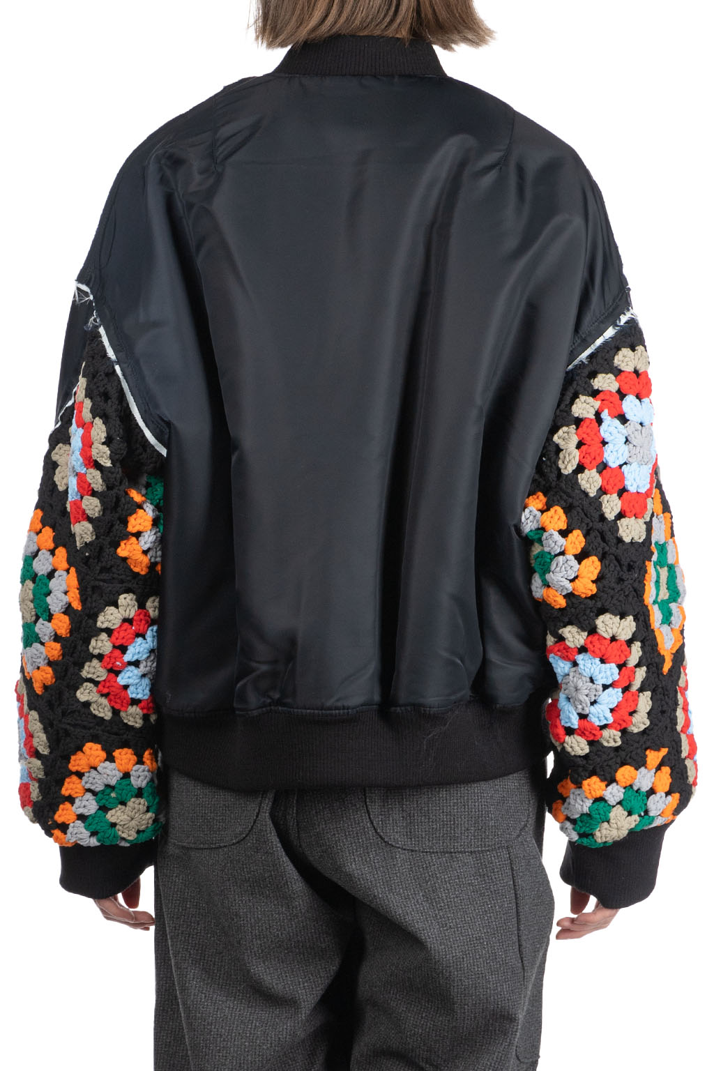 DISCOVERED - Crochet Sleeve MA-1 Jacket - Black