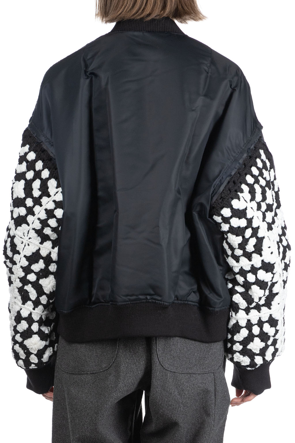 DISCOVERED - Crochet Sleeve MA-1 Jacket - Black x Black