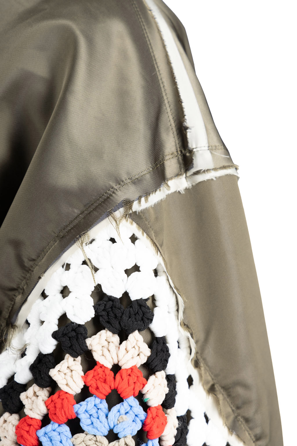 Discovered - Crochet Sleeve MA-1 Jacket - Khaki