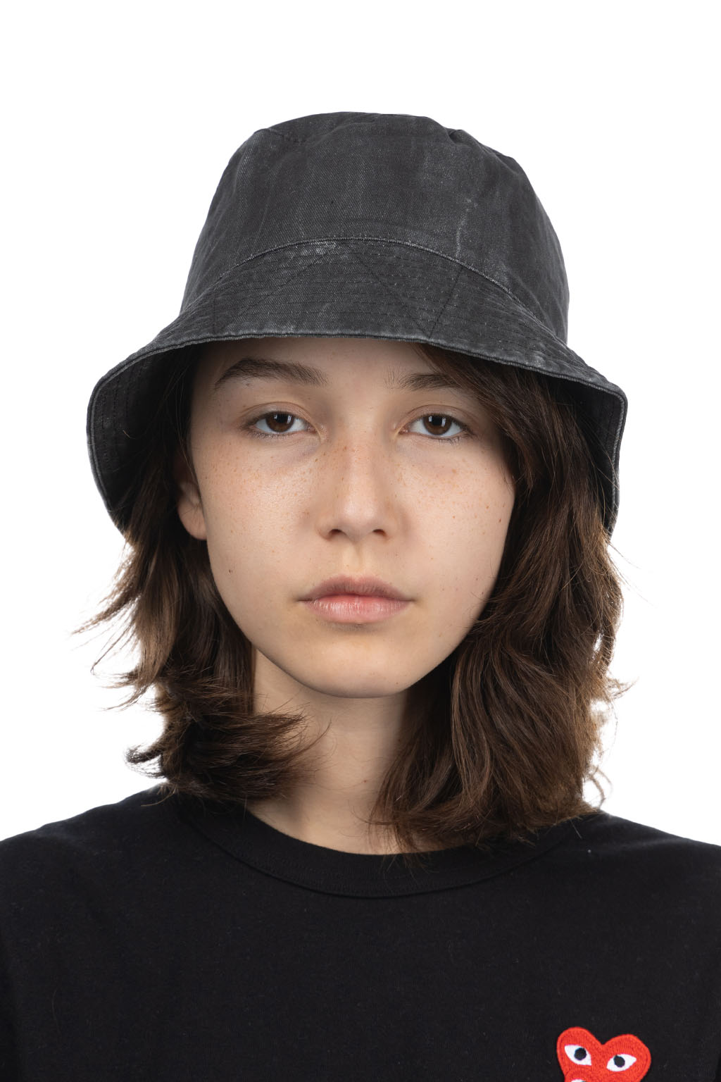 Engineered Garments - Bucket Hat - Black Cotton Distressed Print