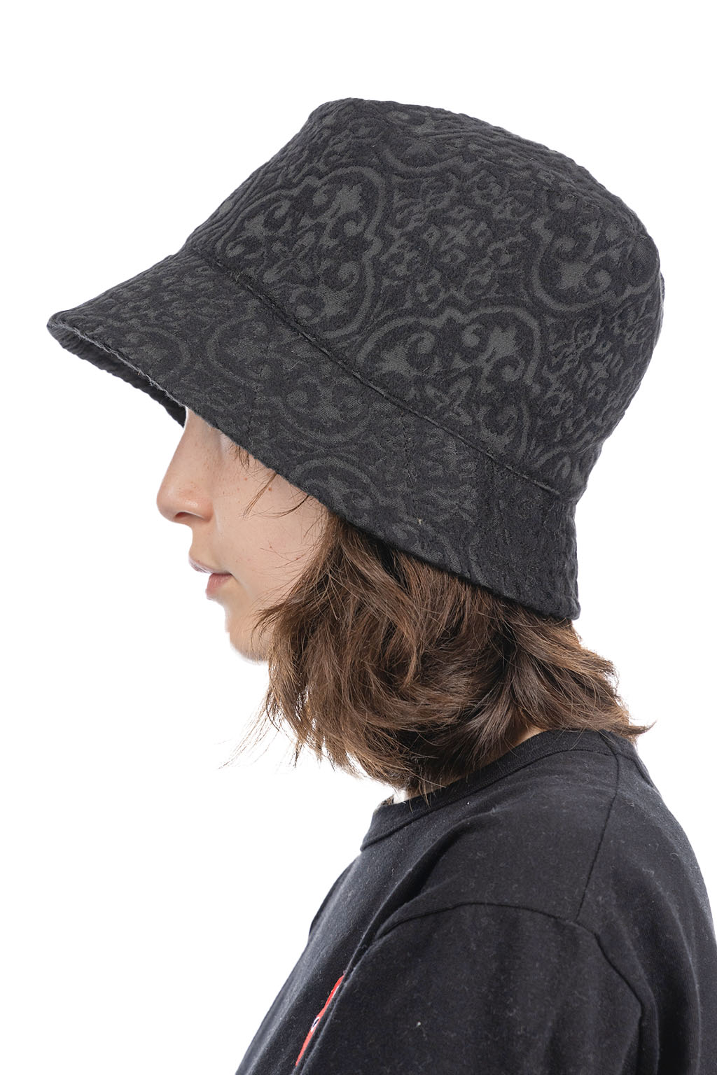 Engineered Garments - Bucket Hat - Black Crest Flocked Jacquard