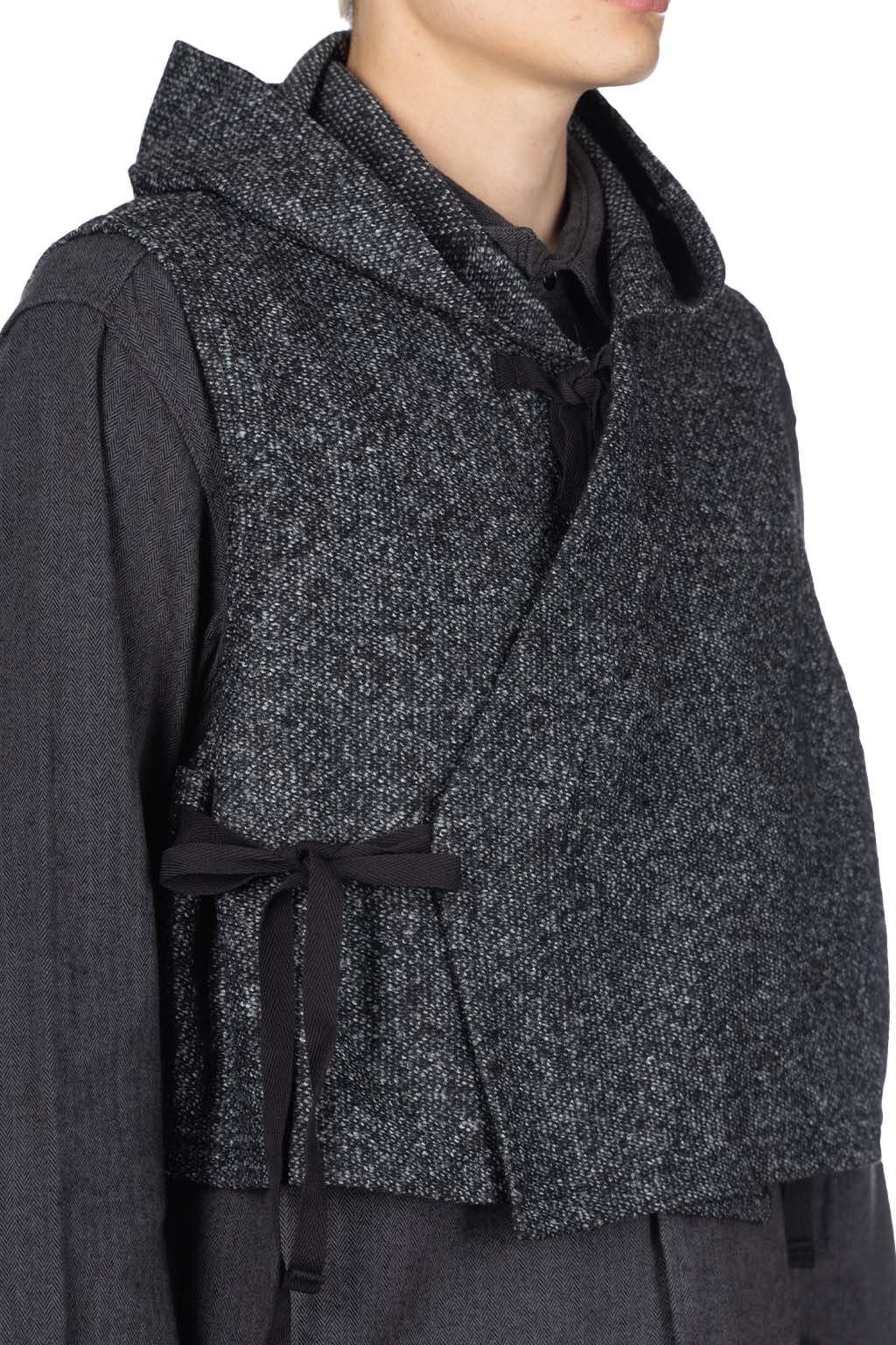 Engineered Garments - Hooded Knit Vest - Charcoal Wool Poly Melange Knit