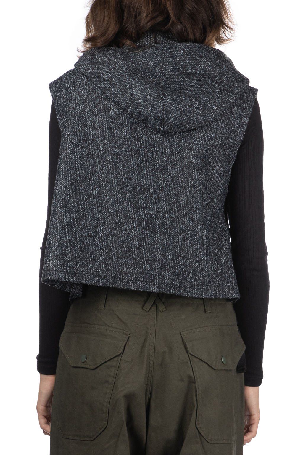 Engineered Garments - Hooded Knit Vest - Charcoal Wool Poly Melange Knit