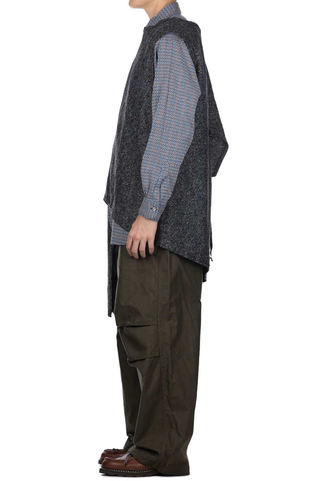 Engineered Garments - Knit Wrap Vest - Charcoal Wool Poly Melange Knit