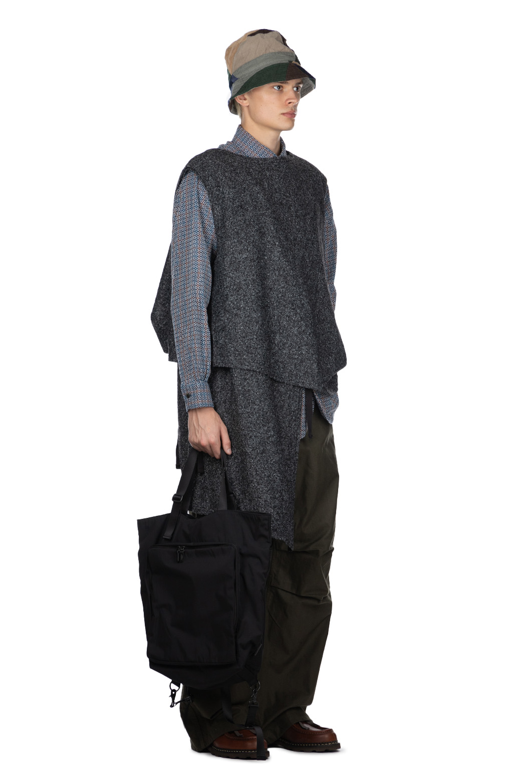 Engineered Garments - Knit Wrap Vest - Charcoal Wool Poly Melange Knit