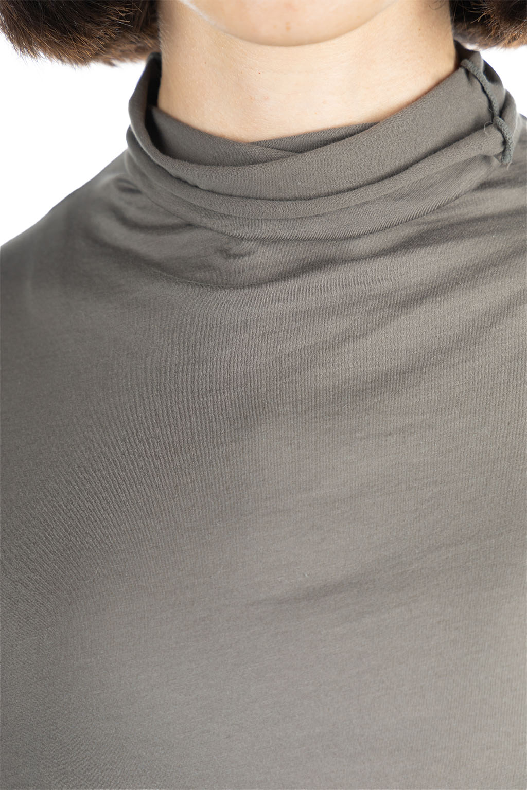 Evam Eva - Cut and Sew Turtleneck-Moss Gray