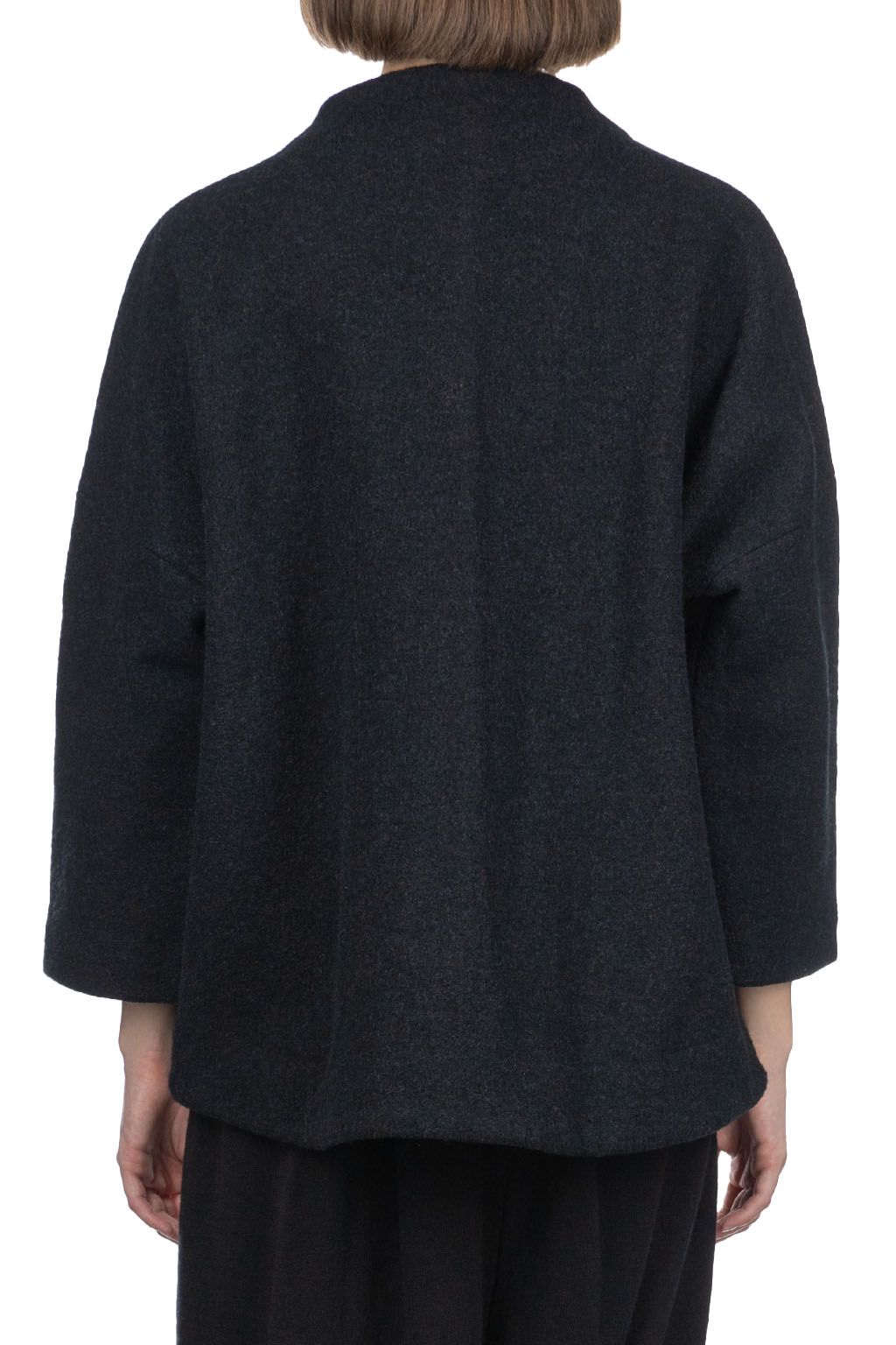 Evam Eva - Press Wool Short Coat-Charcoal