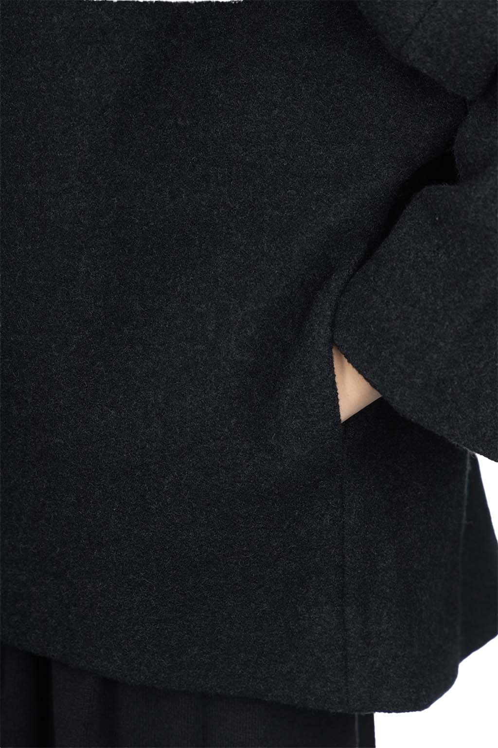 Evam Eva - Press Wool Short Coat-Charcoal