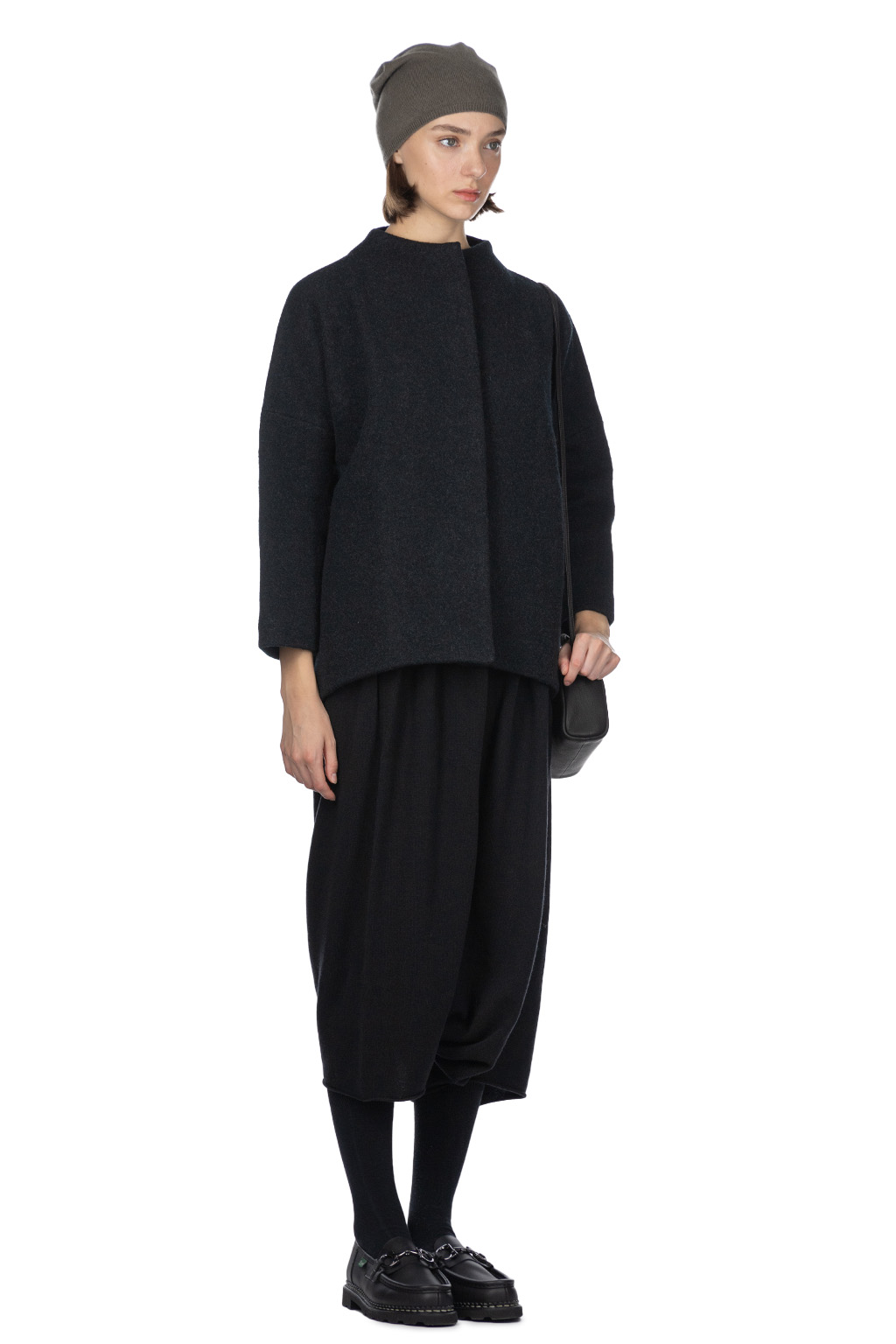 Evam Eva - Press Wool Short Coat-Charcoal