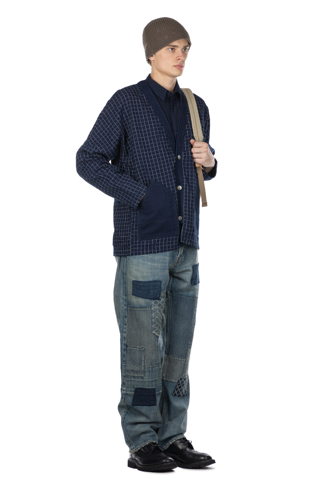 FDMTL - Sashiko Cardigan Rinse - Indigo