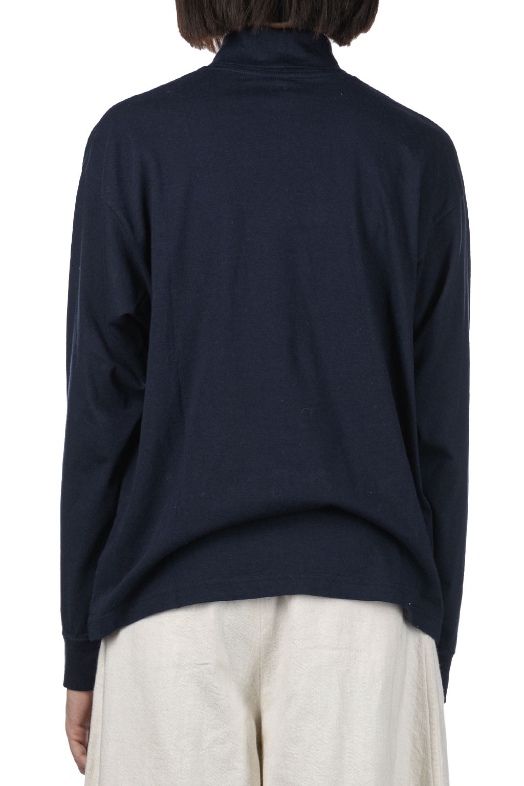 Filmelange - 100% Cotton Turtle Neck long Sleeve Tee - Deep Navy