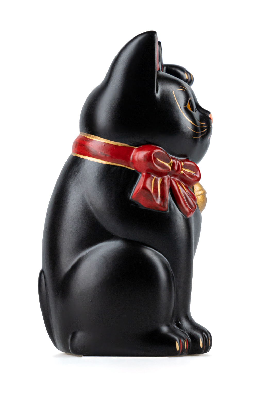 Fukumaneki Lucky Cat Bow 15.5cm - Black