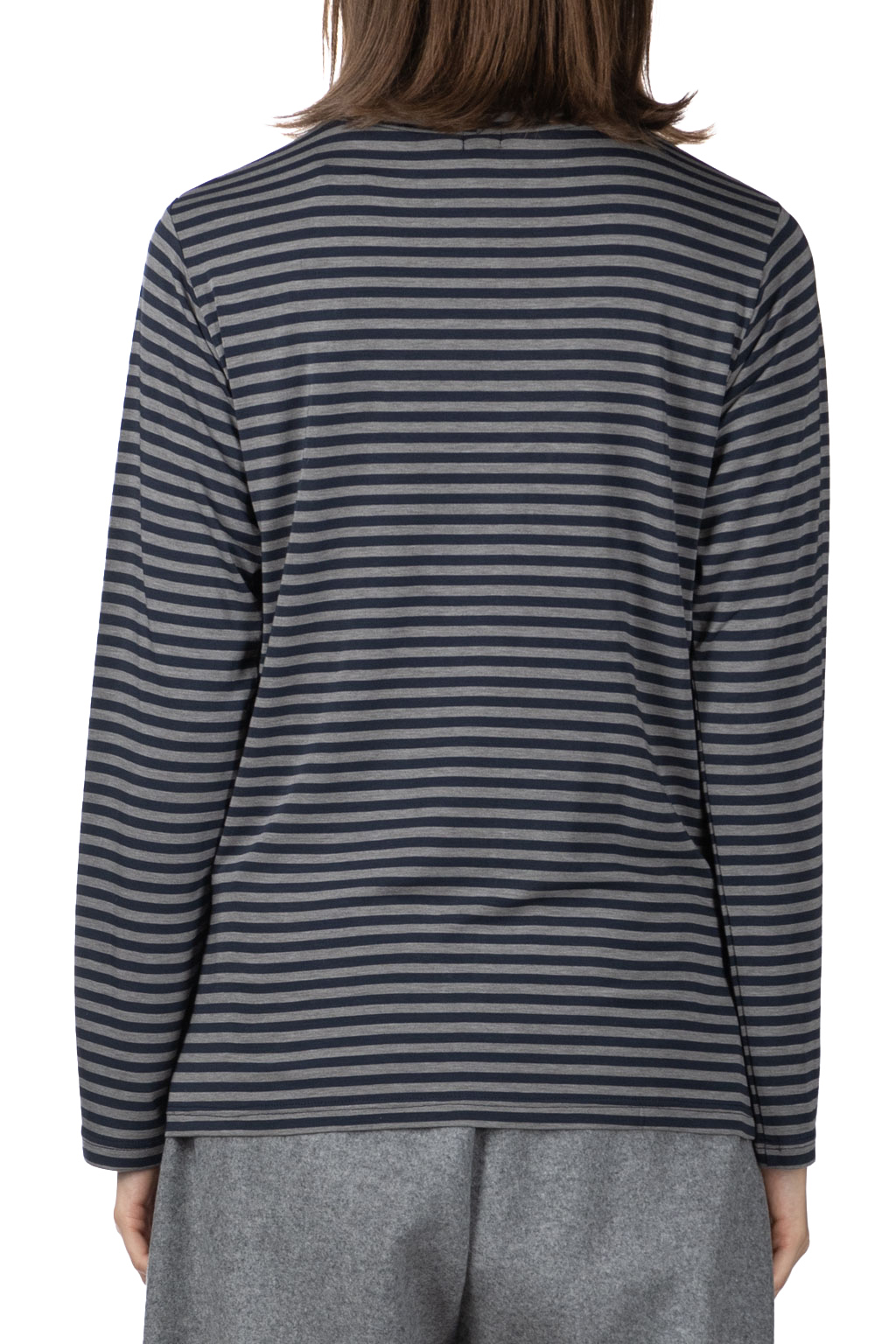 Ichi - Stripe Turtleneck Pullover - Grey Navy