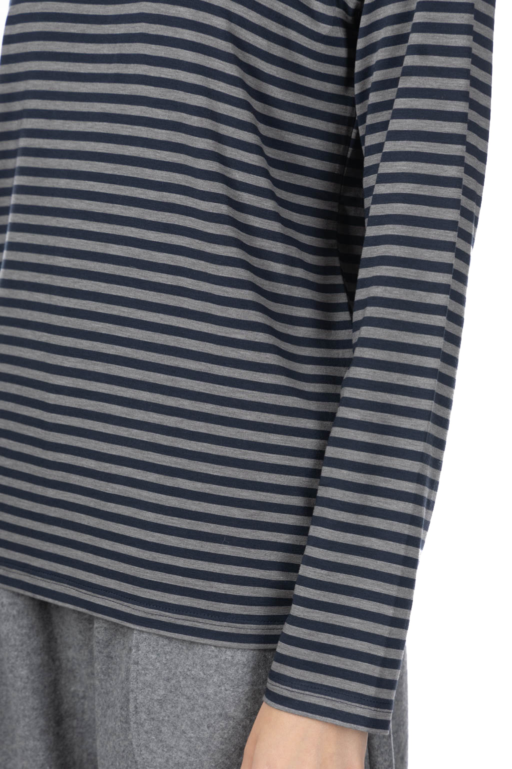 Ichi - Stripe Turtleneck Pullover - Grey Navy