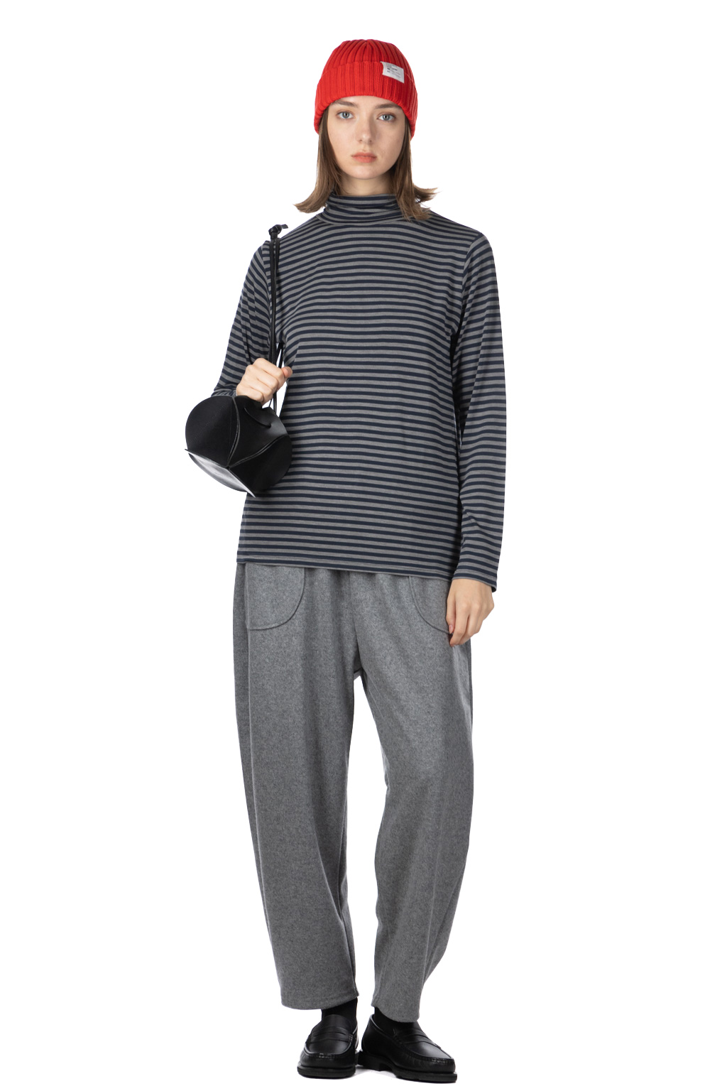 Ichi - Stripe Turtleneck Pullover - Grey Navy