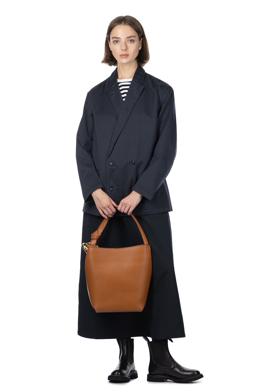 JW Anderson - JWA Corner Bucket - Leather Bucket Bag - Pecan