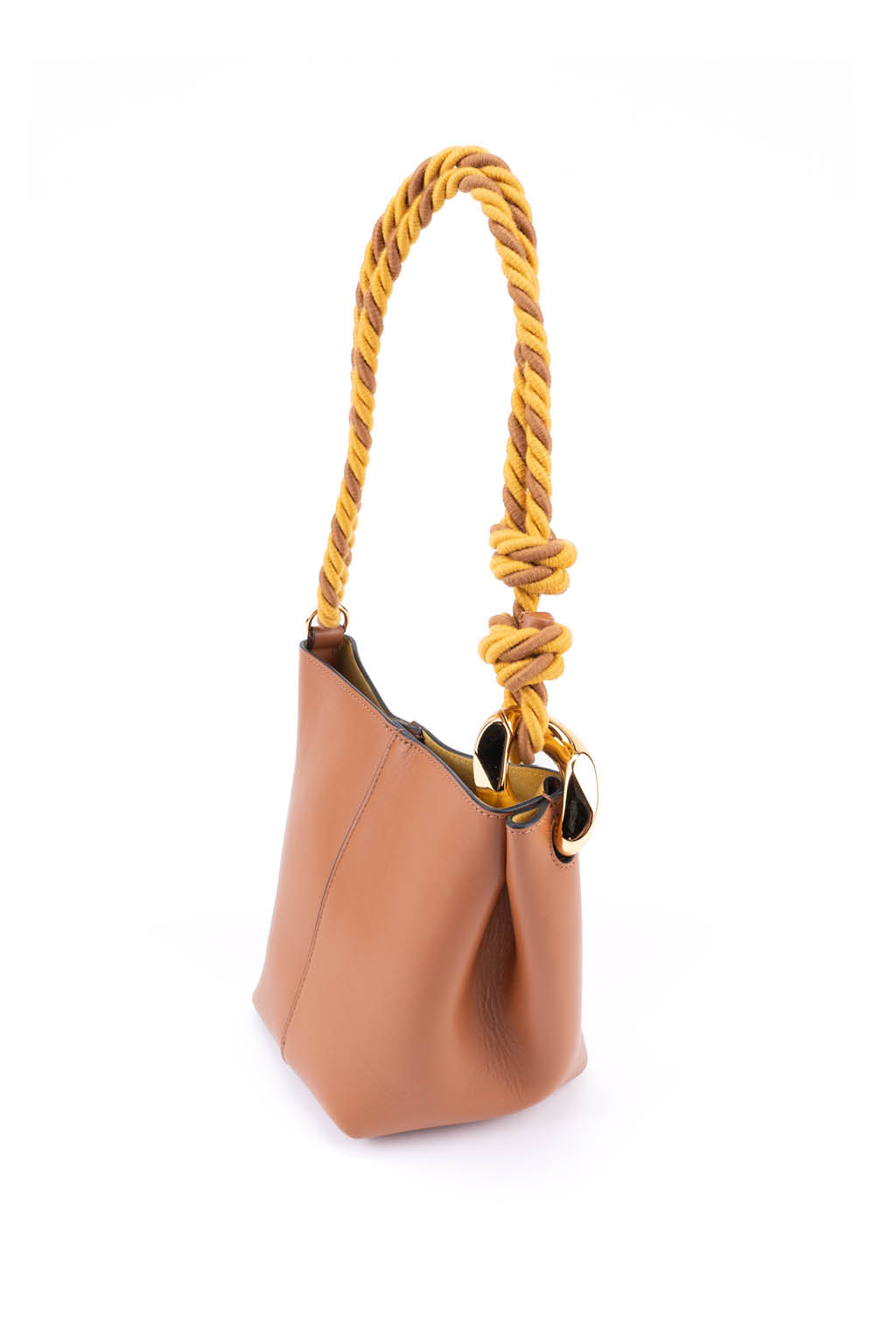 JW Anderson - Small JWA Corner Bucket - Leather Bucket Bag - Pecan