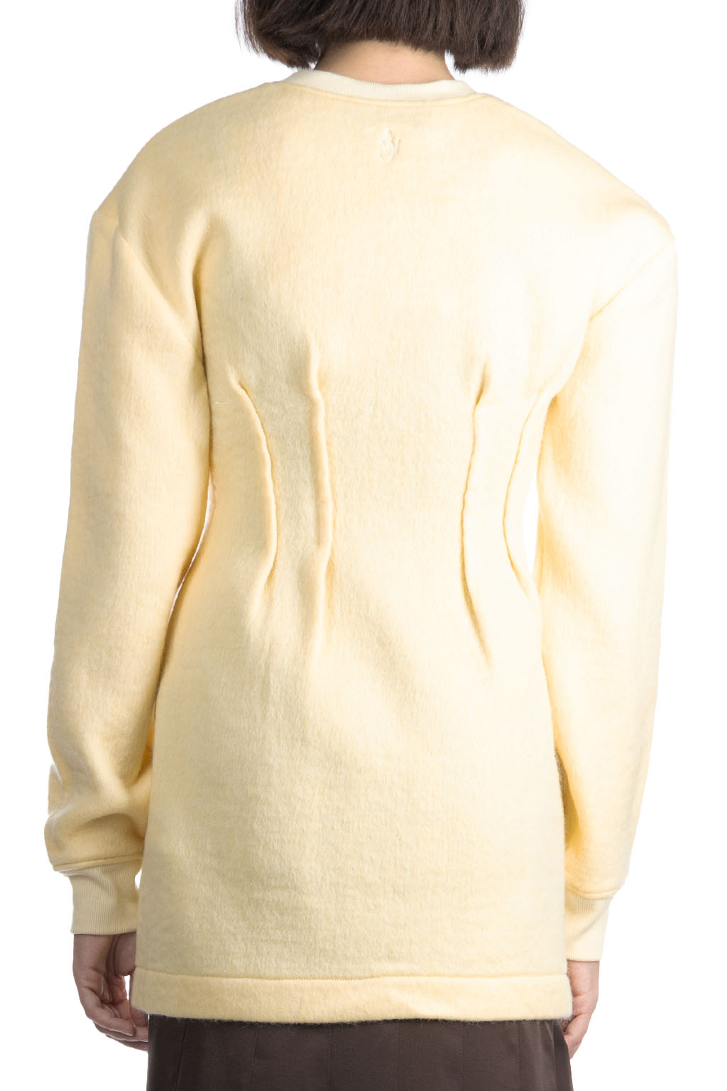 JW Anderson - Textured Long Sleeve Hourglass Dress - Pale Yellow