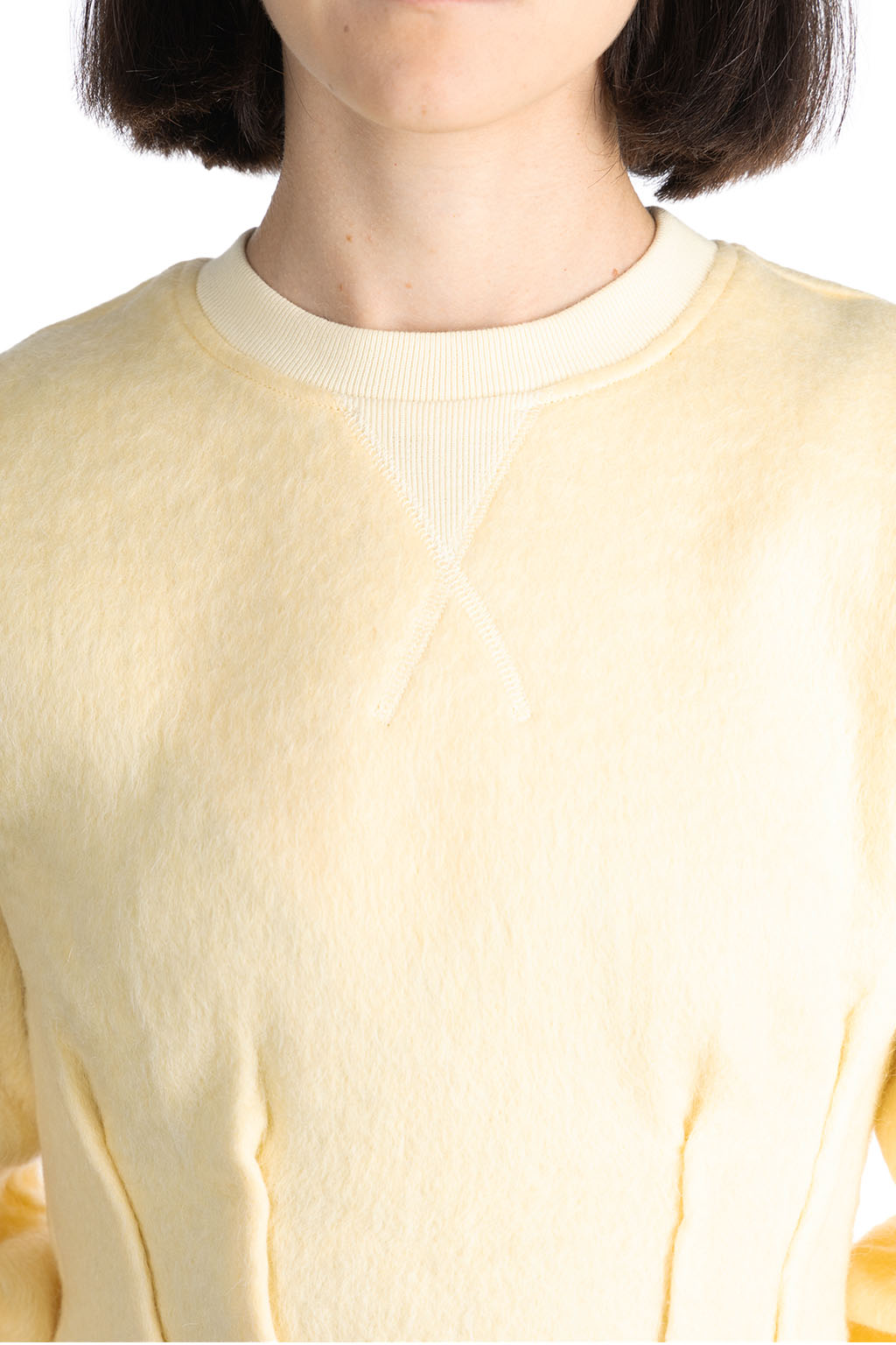 JW Anderson - Textured Long Sleeve Hourglass Dress - Pale Yellow