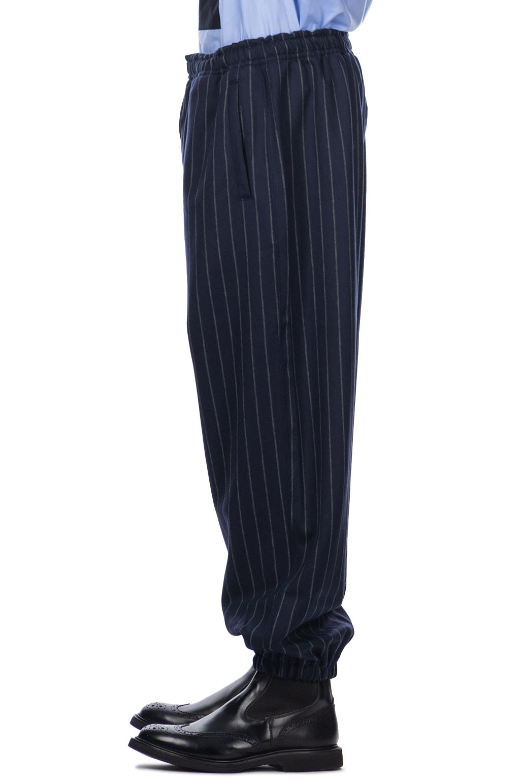 Junya Watanabe MAN - Wool Jersey Stripe Knit Pants - Navy x Grey