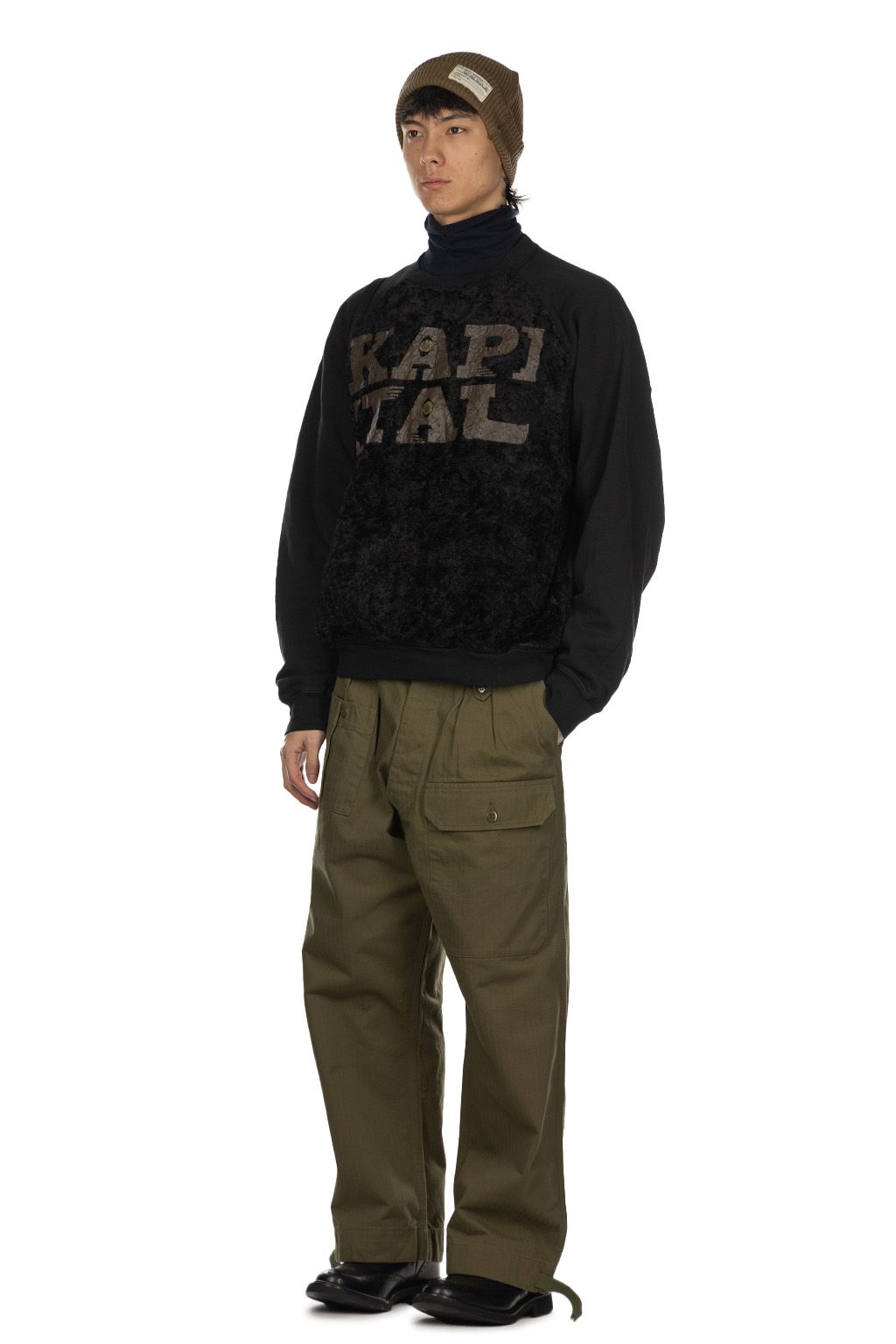 Kapital - 30/-Fleece x Fur GRIZZLY SWT (SPEAKEASY KAPITAL) - Black