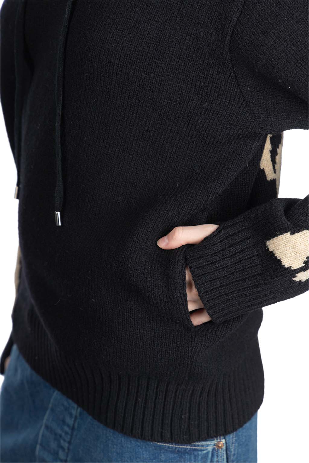 Kapital - 5G Wool BONE Hood Sweater - Black